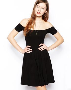 Asos Mini Bardot Skater Dress - Black