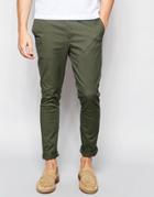 Asos Super Skinny Chinos In Green - Washed Field