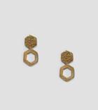 Made Hammered Hexagon Gold Earrings - Gold