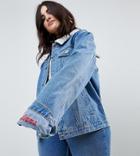 Liquor N Poker Plus Girlfriend Fit Jacket With Embroidered Hem Detail - Blue