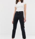 Asos Design Tall Recycled Florence Authentic Straight Leg Jeans In Washed Black-blue