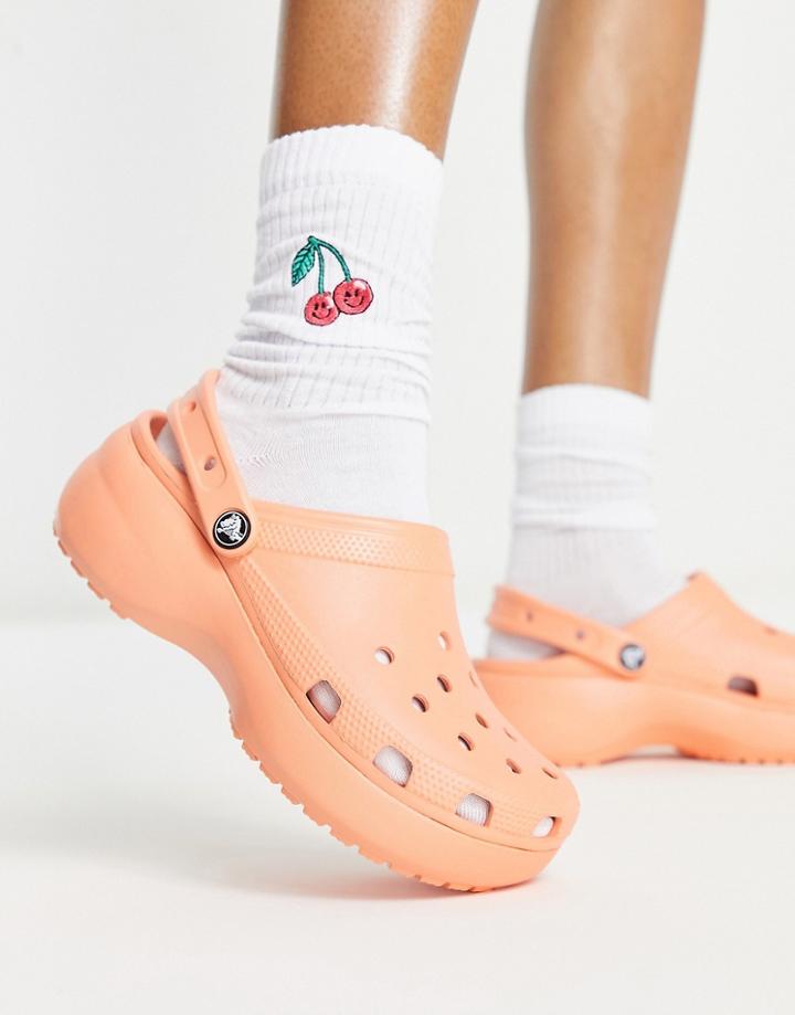 Crocs Classic Platform Clogs In Papaya-orange
