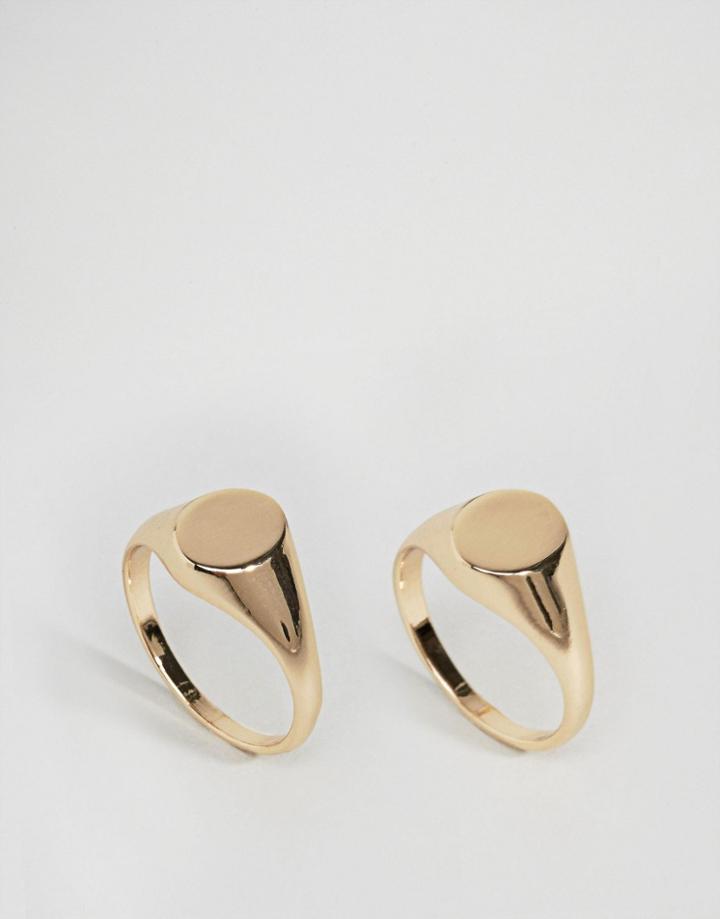 Weekday Signet Layered Rings - Gold