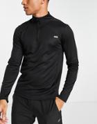 Asos 4505 Icon Training Long Sleeve T-shirt With 1/4 Zip In Black