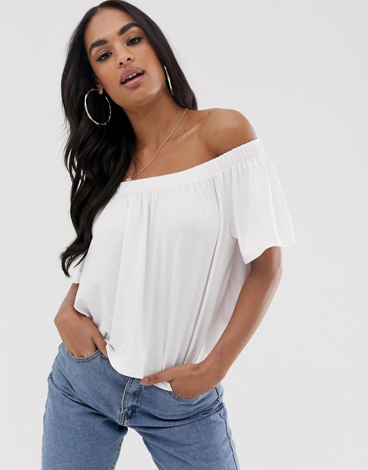 Asos Design Off Shoulder Swing Top In White - White