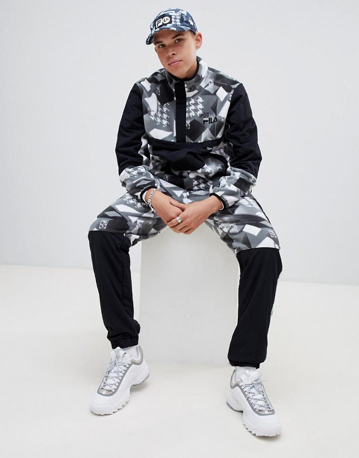 Fila X Liam Hodges Technical Fleece Printed Joggers In Black - Black