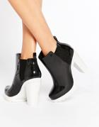 Melissa Soldier Heeled Chelsea Boots - Black White