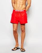 Diesel Swim Shorts With Logo Waistband - Red