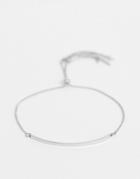 Asos Design Bracelet With Toggle Chain And Metal Bar In Silver Tone