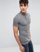 Asos Knitted Polo In Muscle Fit - Gray