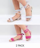 Asos Design Jenica Two Pack Wide Fit Espadrille Sandals - Multi