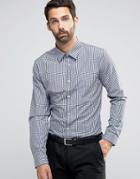 New Look Smart Regular Fit Shirt In Navy Gingham Check - Navy