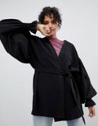 Monki Balloon Sleeve Kimono Jacket - Blue