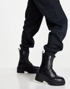 In The Style X Jac Jossa Lace Up Chunky Boot In Black