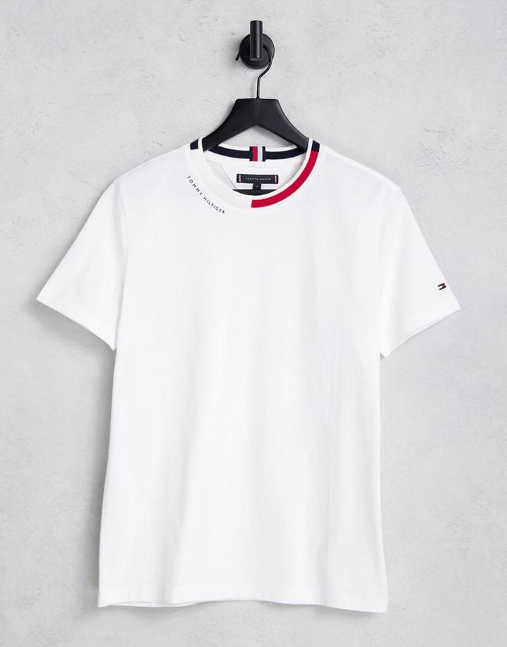 Tommy Hilfiger Icon Jacquard Collar T-shirt In White