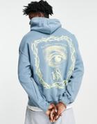 Vintage Supply Hoodie In Teal With 1984 Print-blue