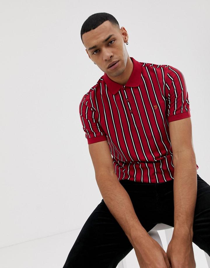 Farah Altham Stripe Polo In Red - Red