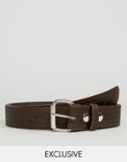 Reclaimed Vintage Embossed Leather Belt Brown - Brown