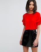 Vero Moda Ruffle Sleeve T-shirt - Red