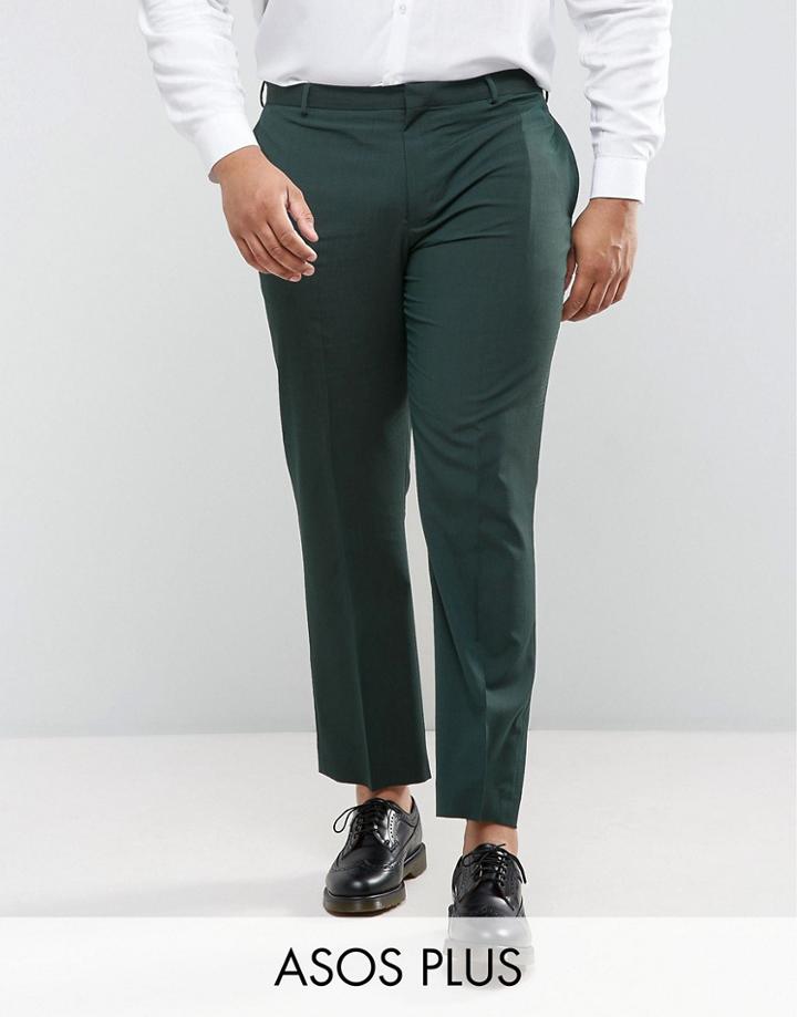Asos Plus Slim Suit Pants In Green - Green