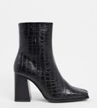 Truffle Collection Wide Fit Heeled Boots In Black