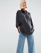 Asos Premium Casual Shirt In Tencel - Gray