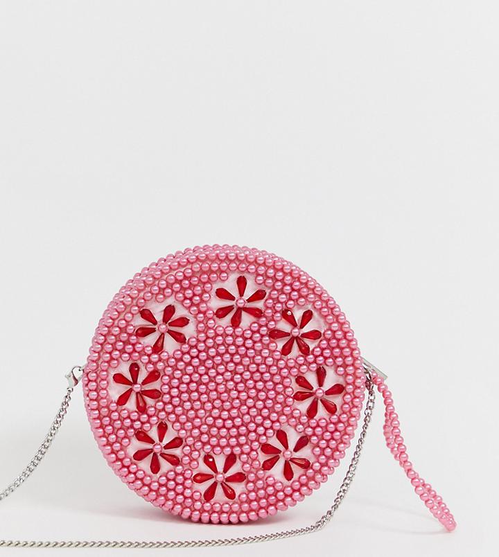 Skinnydip Queenie Pink Beaded Cross Body Bag - Pink
