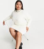 Fashion Union Plus Chunky Roll Neck Knitted Sweater Dress-white