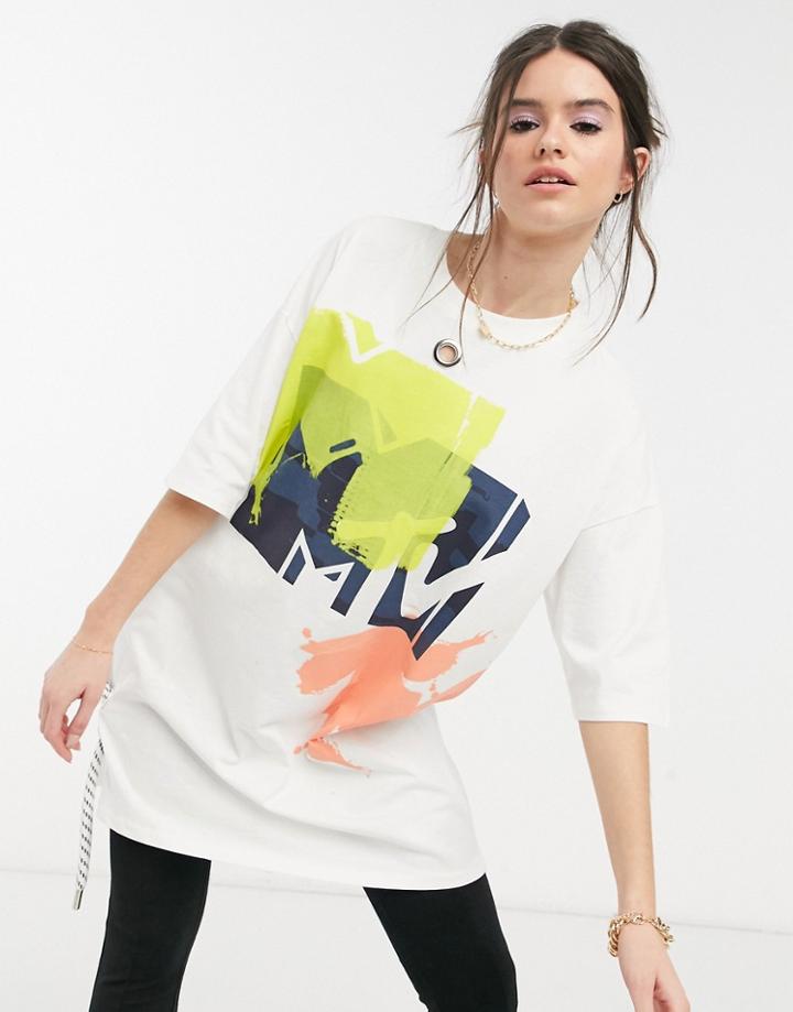River Island Mtv Oversized T-shirt In White