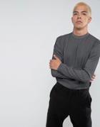 Weekday Jake Rib Long Sleeve T-shirt - Gray