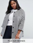 Helene Berman Plus Kimono Jacket In Stripe - Cream