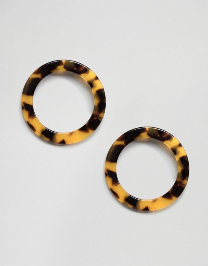 Asos Open Tortoise Circle Earrings - Brown
