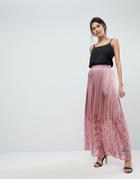 Little Mistress Lace Pleated Maxi Skirt - Pink