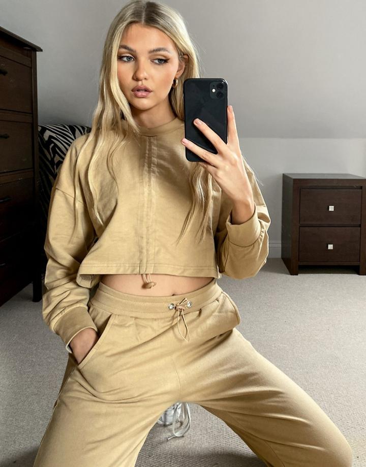 Influence Set Ruched Front Sweater In Camel-brown
