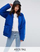 Asos Tall Puffer With Pocket Detail - Blue