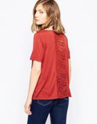 Jdy Kimmie Shirt With Lace Back Insert In Henna - Red