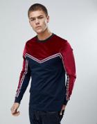 Asos Long Sleeve T-shirt In Velour With Taping - Navy