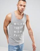 Asos Muscle Tank With City Print - Gray