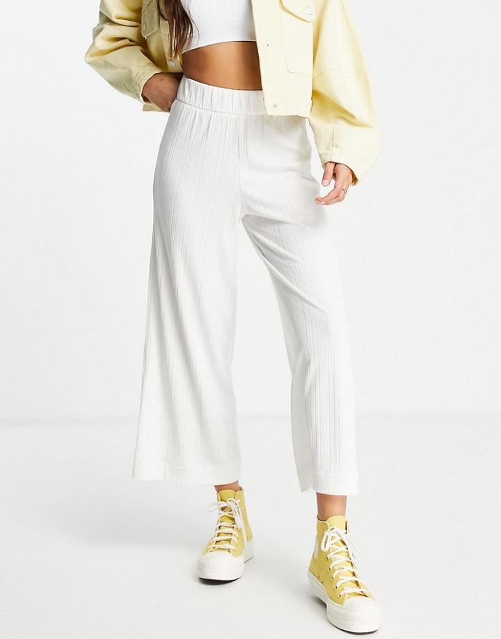 Monki Cilla Ribbed Pants In White