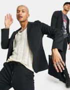 Asos Design Super Skinny Suit Jacket In Black Jersey