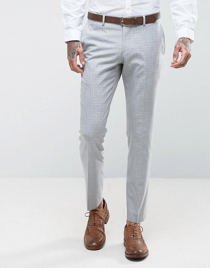 Selected Homme Skinny Wedding Suit Pants In Cross Hatch - Gray