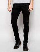 Religion Biker Jeans In Skinny Fit With Stretch In Washed Black - Blac