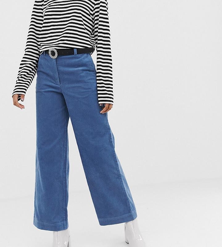 Monki Straight Leg Cord Pants In Blue