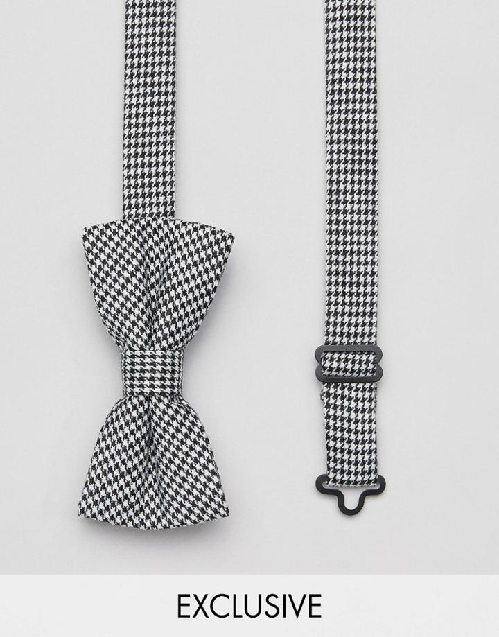 Reclaimed Vintage Inspired Bow Tie In Houndstooth - Black