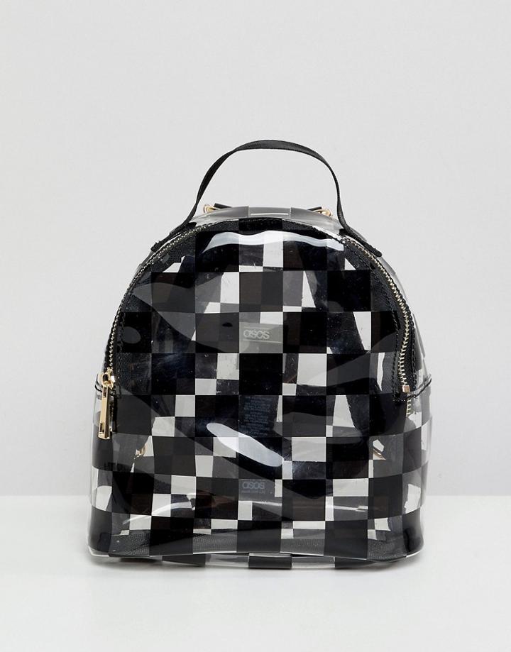 Asos Design Mini Perspex Backpack In Checkerboard Print - Multi