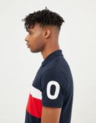 Jack & Jones Core Polo Shirt With Block Panel And Sleeve Print - Navy