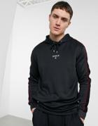 Siksilk Drawstring Hoodie In Black With Red Piping
