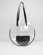 Asos Design Plastic Circle Shopper Bag With Pouch - Clear
