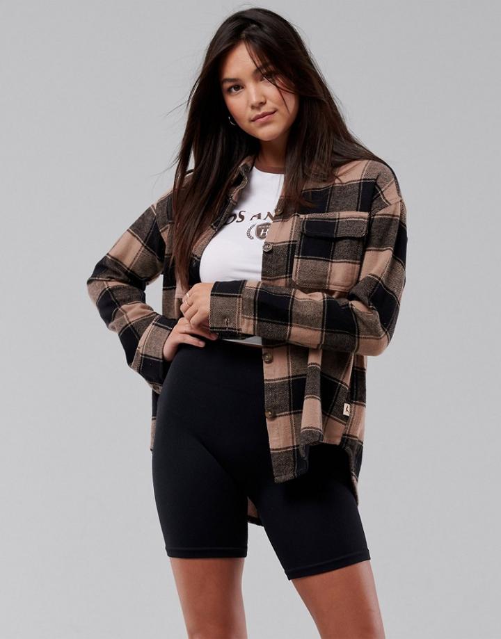 Hollister Shirt In Brown Plaid