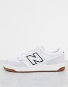 New Balance 480 Court Sneakers In White With Rubber Gum Sole
